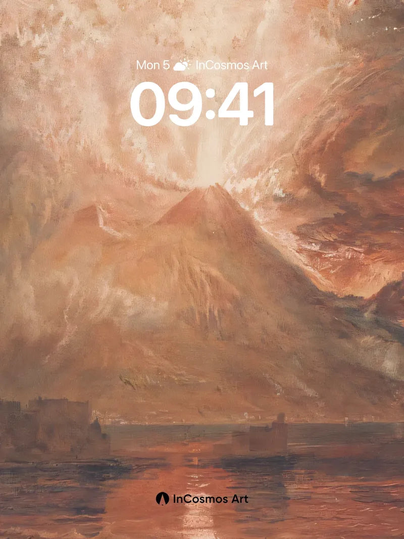 Ethereal Volcano Wallpaper with Sunset Reflections