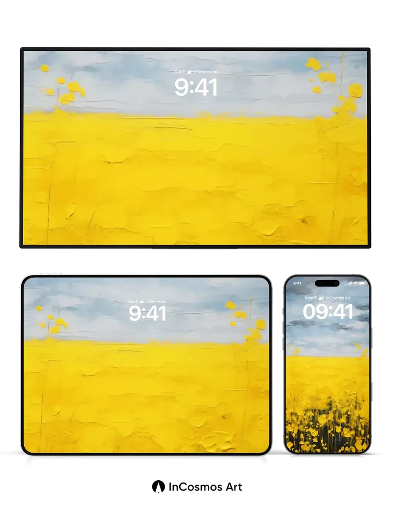 Golden Field Wallpaper with Cloud-Brushed Sky