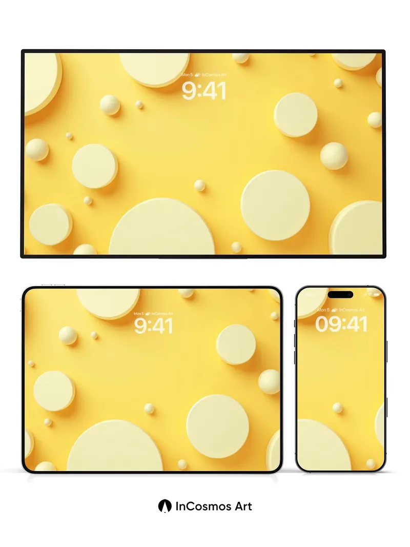 Golden Hush Wallpaper with Floating Circles