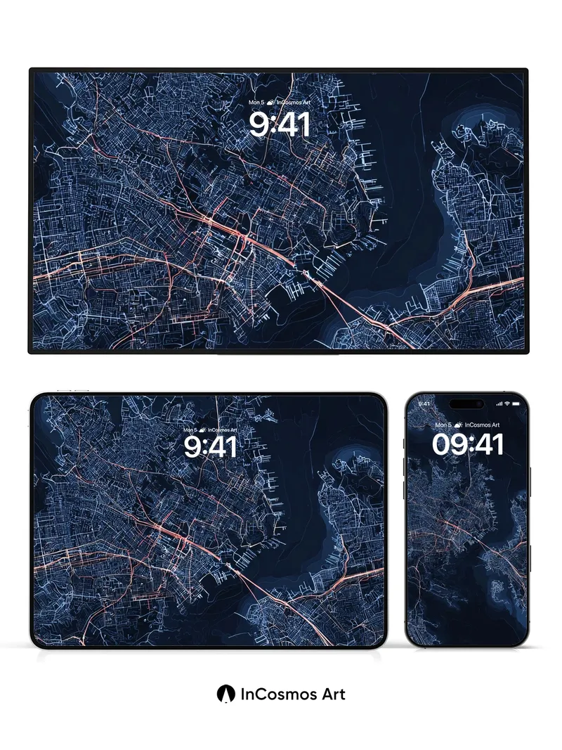 Neon Vein Wallpaper with City Pulse