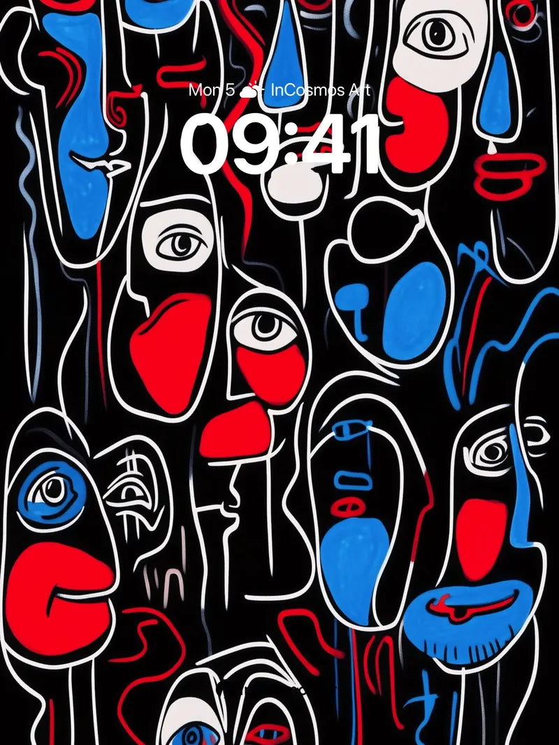 Cubist Echo Wallpaper with Shifting Faces