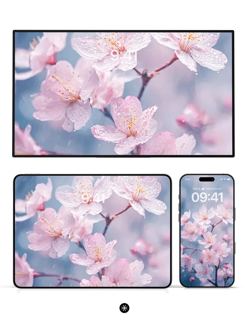 Sakura Rain Wallpaper with Wet Petals