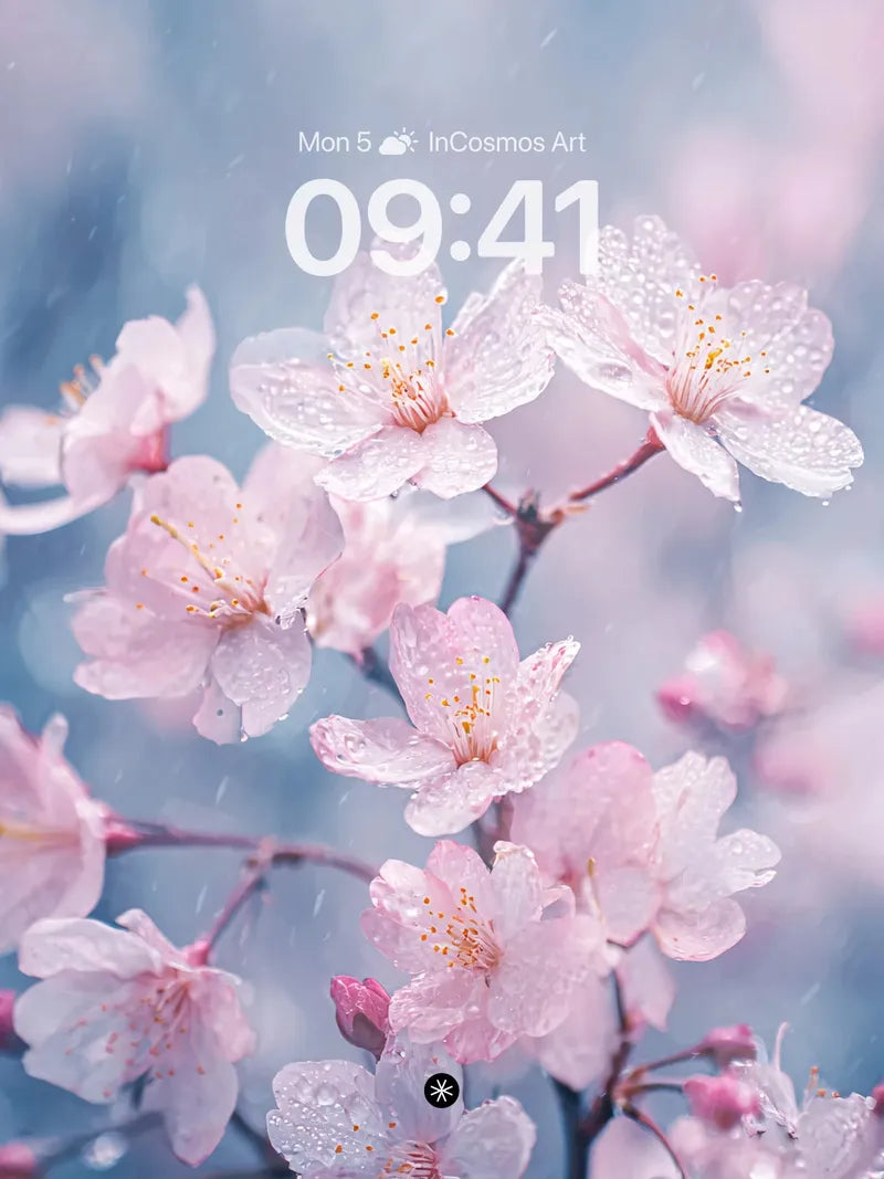 Sakura Rain Wallpaper with Wet Petals wallpaper for iPhone, iPad & Mac