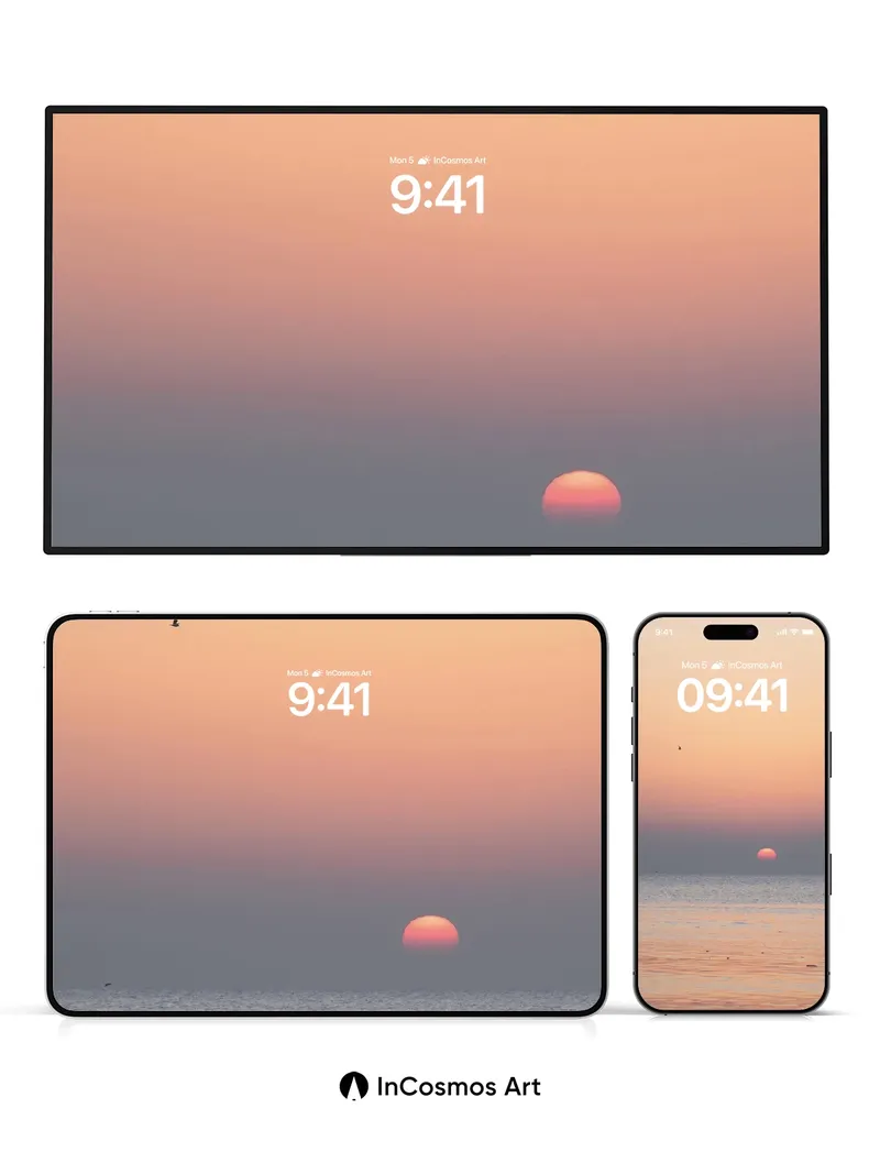 Serenity Horizon Wallpaper with Solitary Bird