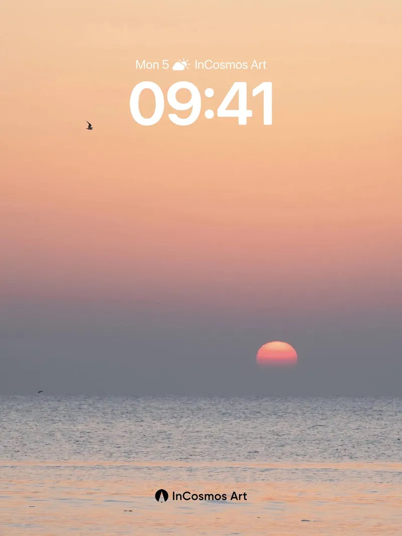 Serenity Horizon Wallpaper with Solitary Bird