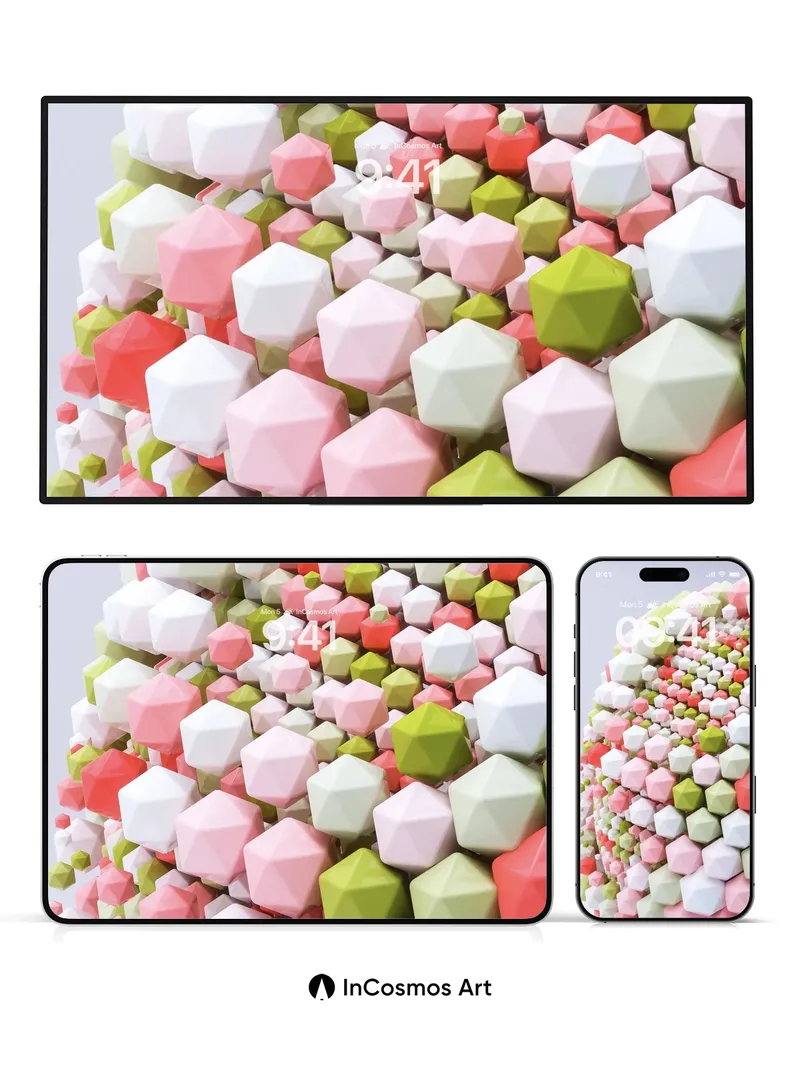 Soft Geometry Wallpaper with Polished Facets