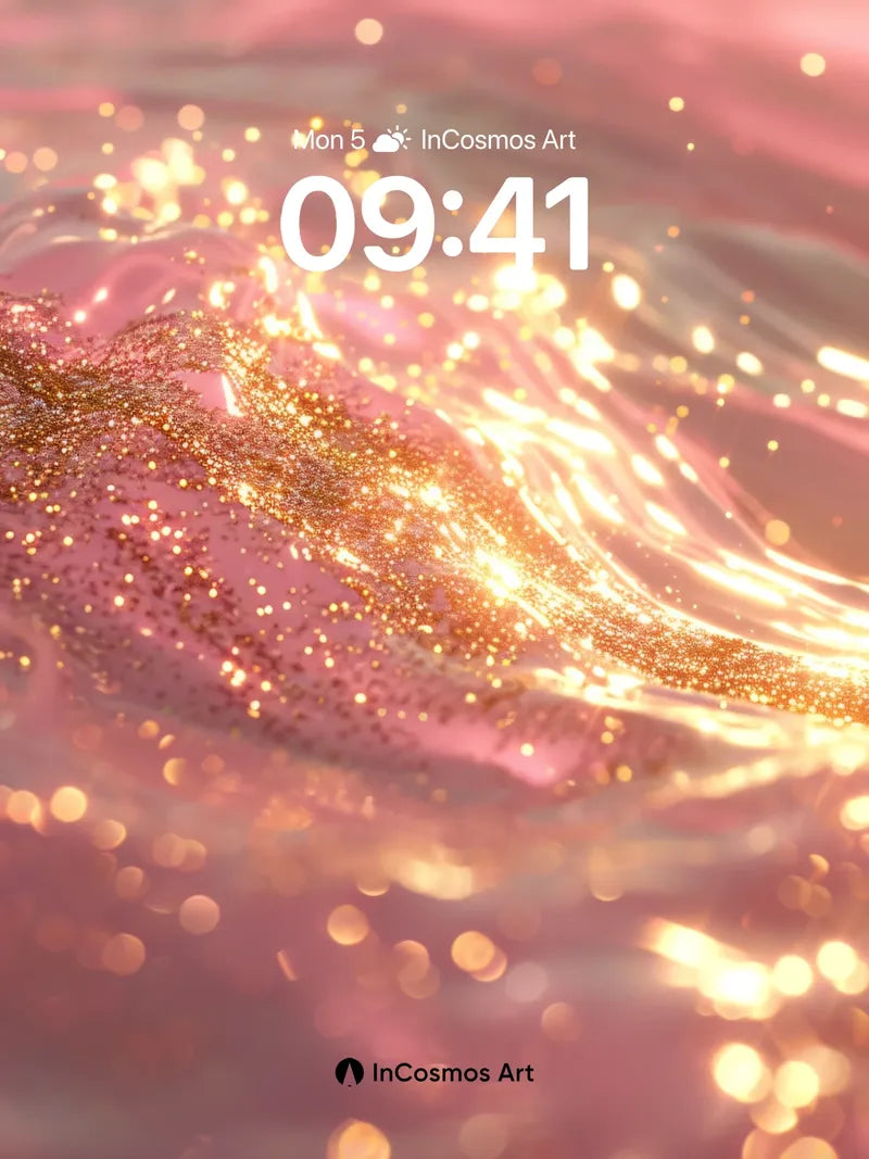 Golden Luminous Wallpaper with Floating Particles