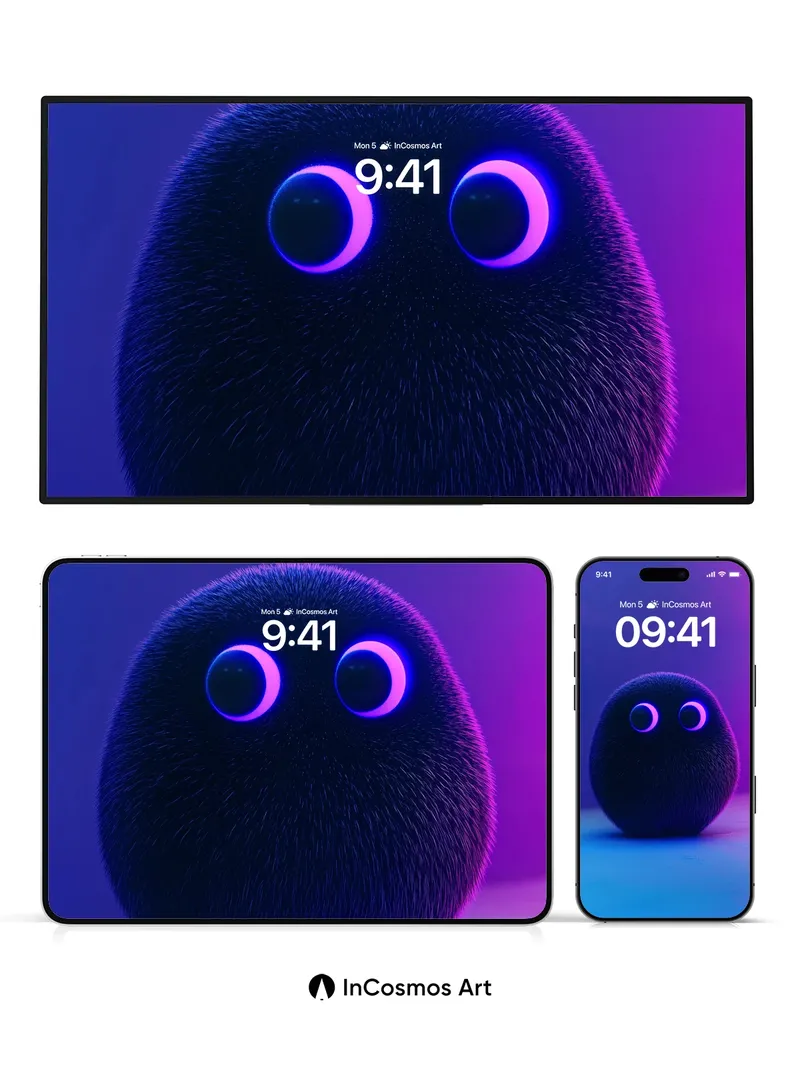 Neon Hush Wallpaper with Furry Eyes