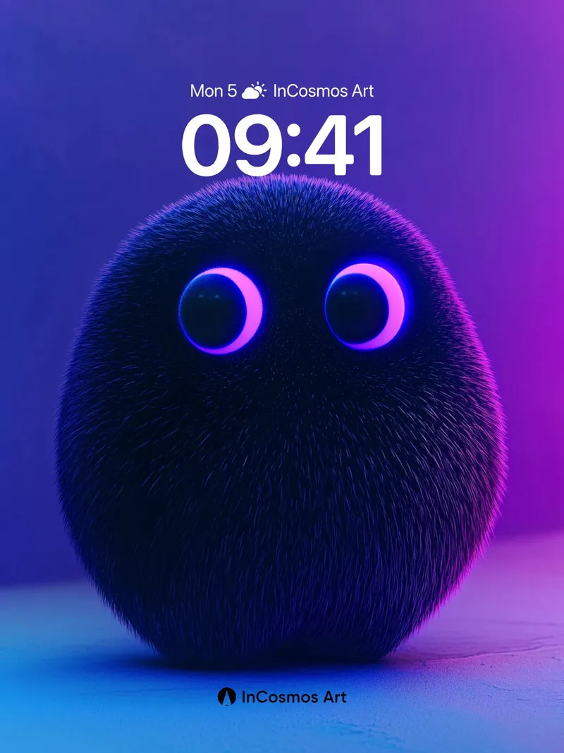 Neon Hush Wallpaper with Furry Eyes