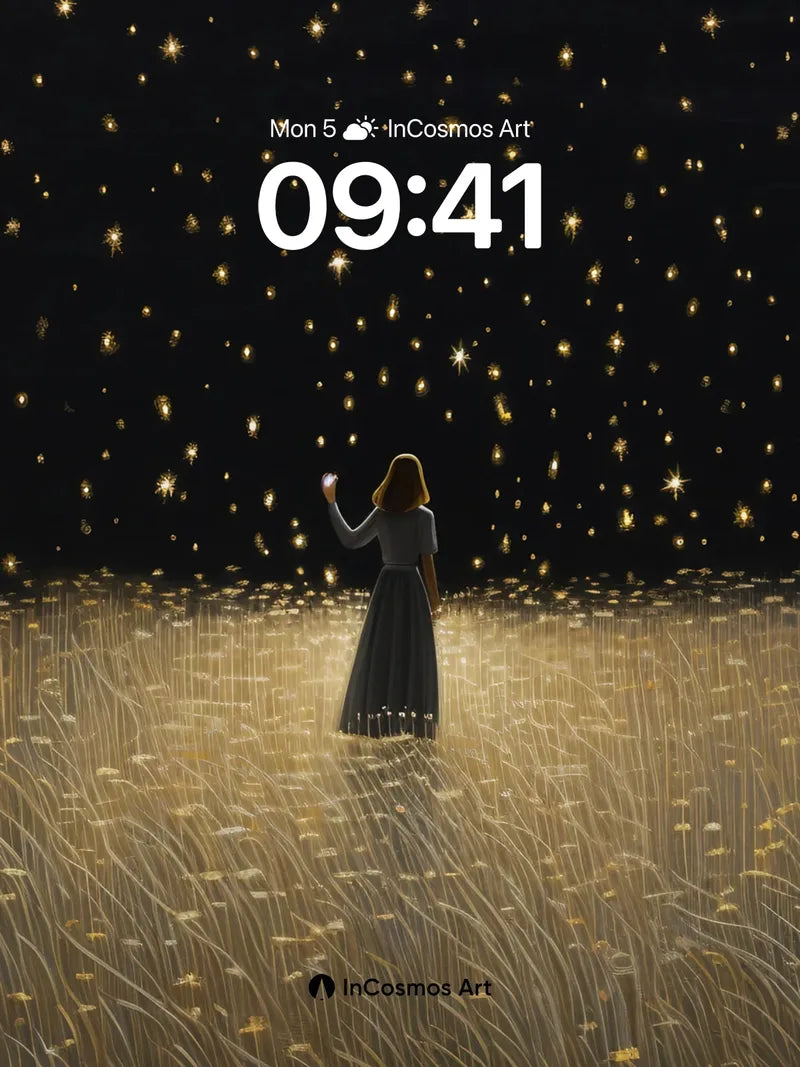 Stellar Whisper Wallpaper with Golden Fields wallpaper for iPhone, iPad & Mac