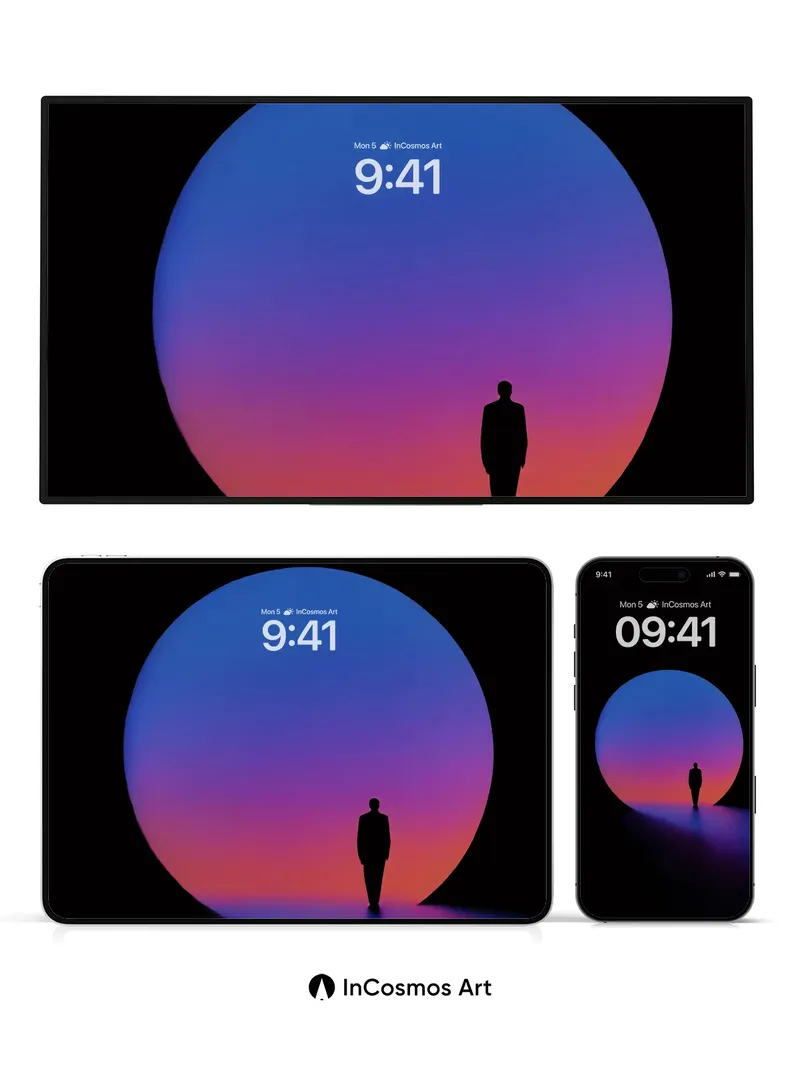 Silhouette Horizon Wallpaper with Cosmic Gradient