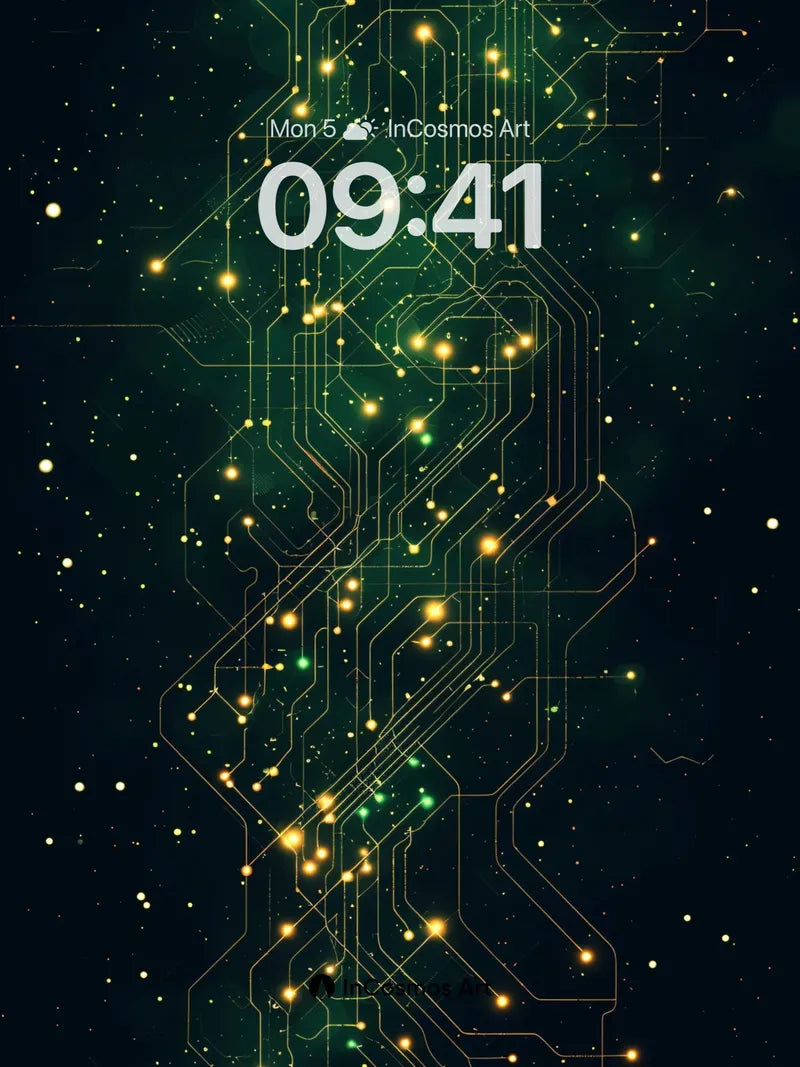 Neon Circuitry Wallpaper with Starlit Veins