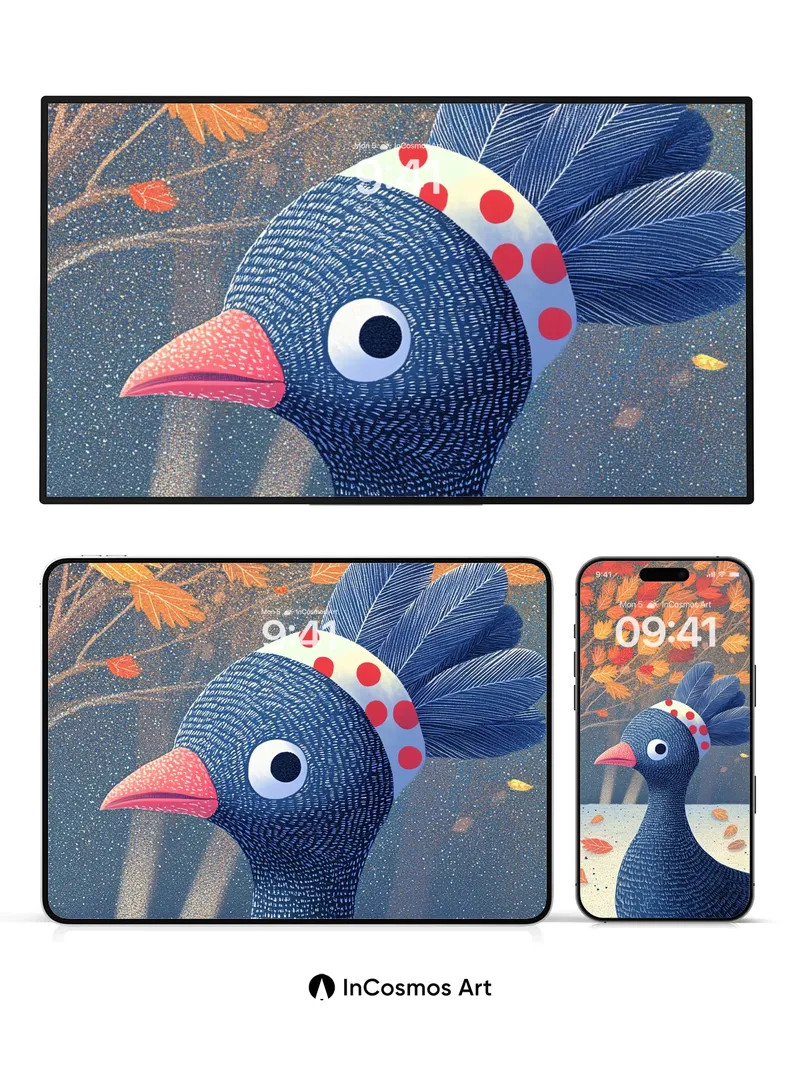 Whimsical Autumn Wallpaper with Polka-Dot Crown