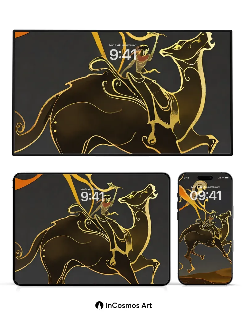 Golden Mirage Wallpaper with Whirlwind Lines