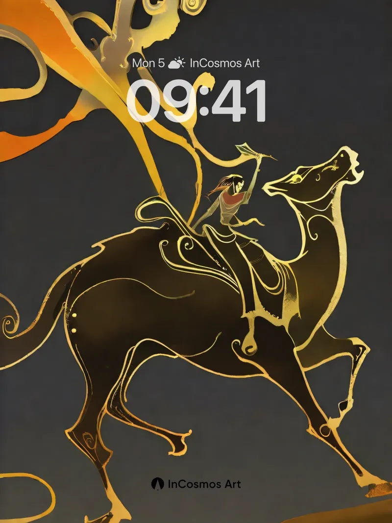Golden Mirage Wallpaper with Whirlwind Lines wallpaper for iPhone, iPad & Mac
