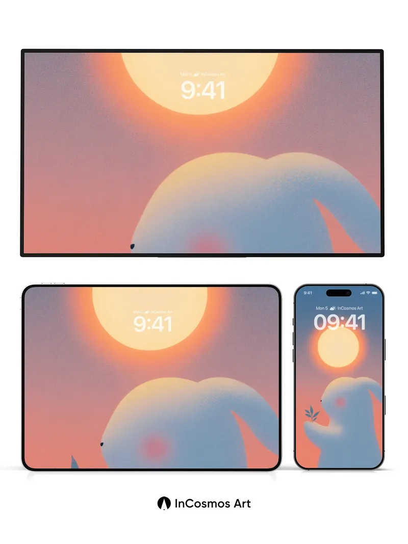 Serene Hare Wallpaper with Celestial Glow