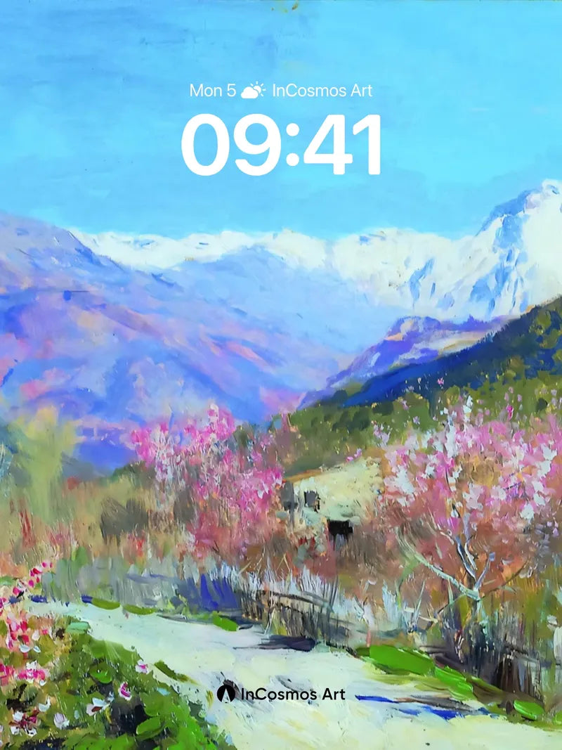 Serenity Bloom Wallpaper with Mountain Hush