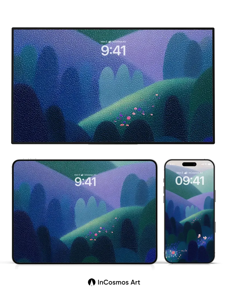 Mistweave Valley Wallpaper with Starlit Blooms