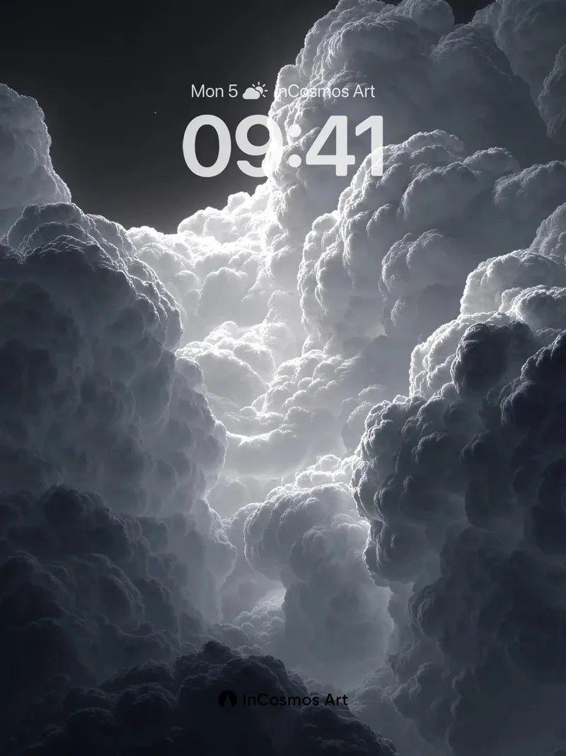 Monochrome Cloud Drift Wallpaper in Heavy Air