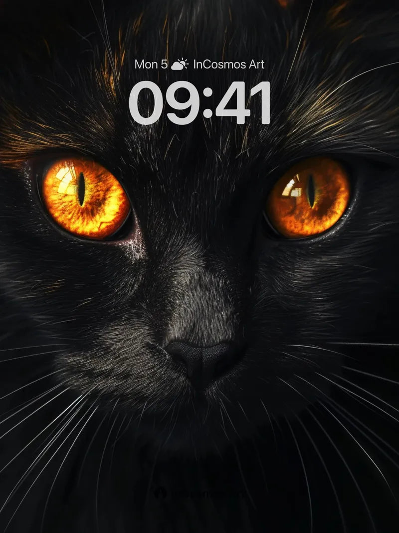 Obsidian Gaze Wallpaper with Fiery Eyes