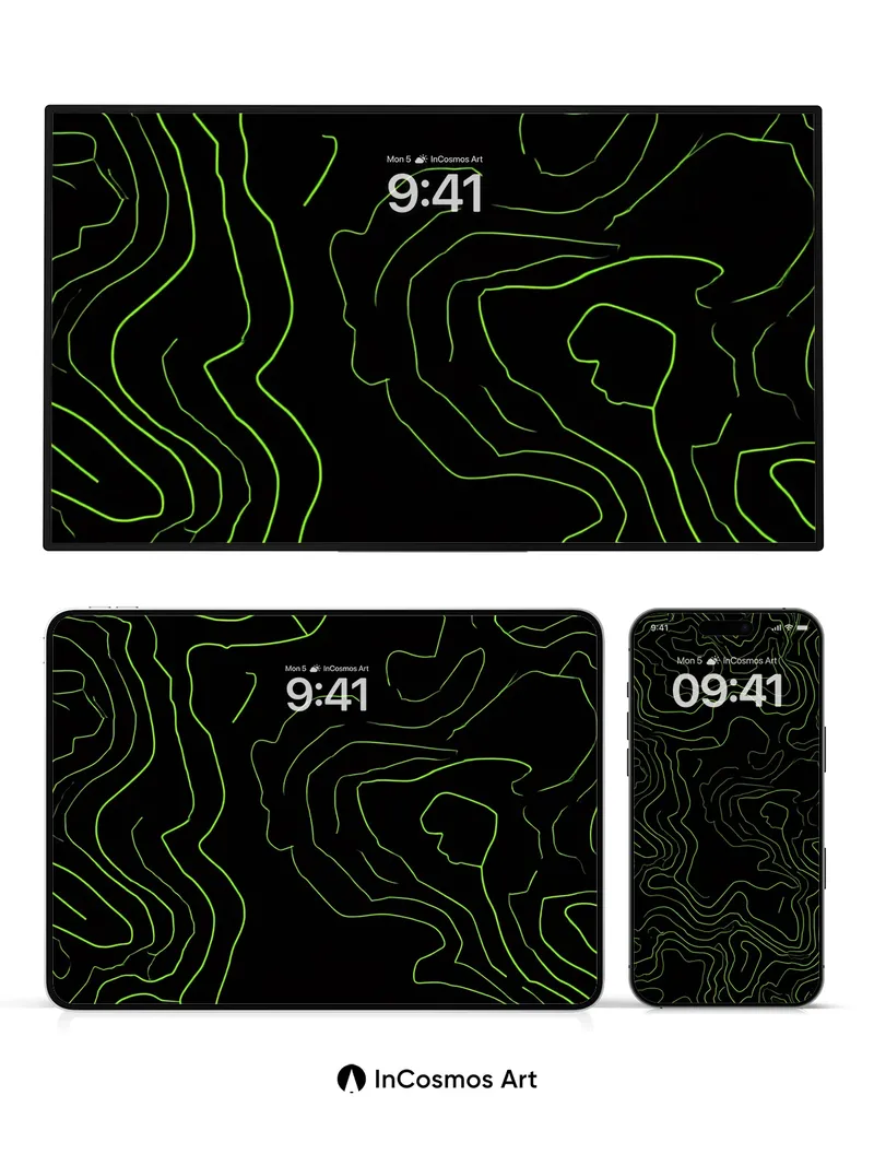 Neon Vein Wallpaper with Topographic Pulse