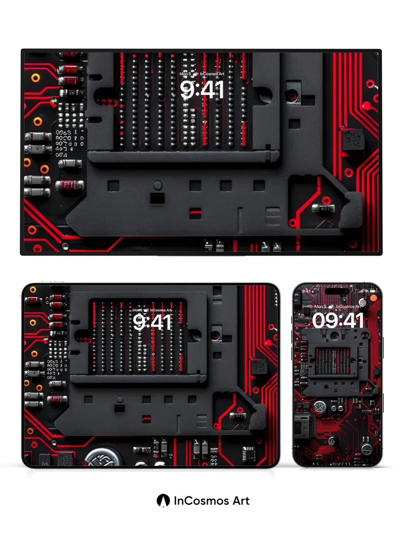 Circuit Pulse Wallpaper with Neon Veins