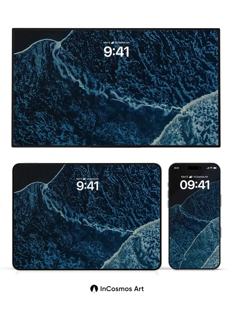 Midnight Tide Wallpaper with Frosted Edges