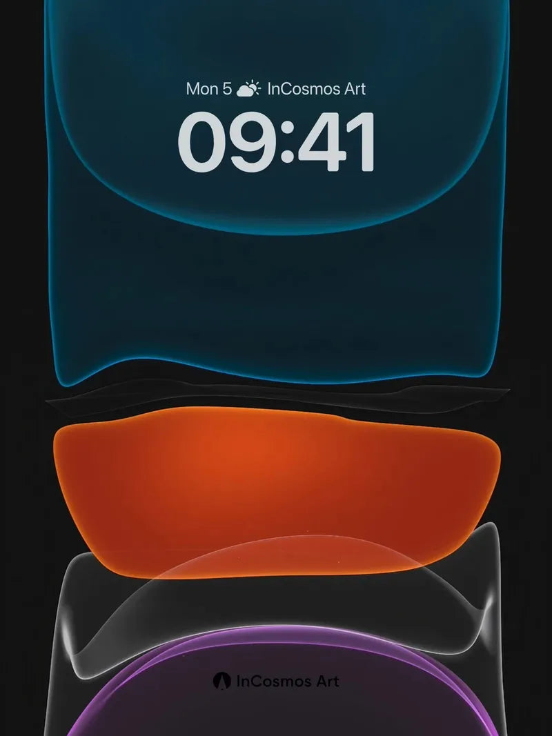 Neon Pulse Wallpaper with Floating Forms