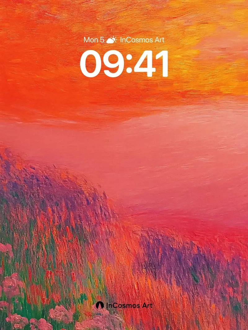 Crimson Horizon Wallpaper with Whispering Fields wallpaper for iPhone, iPad & Mac
