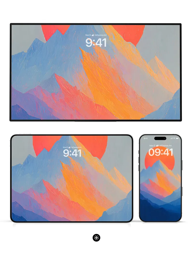 Amber Horizon Mountain Wallpaper with Gradient Silence