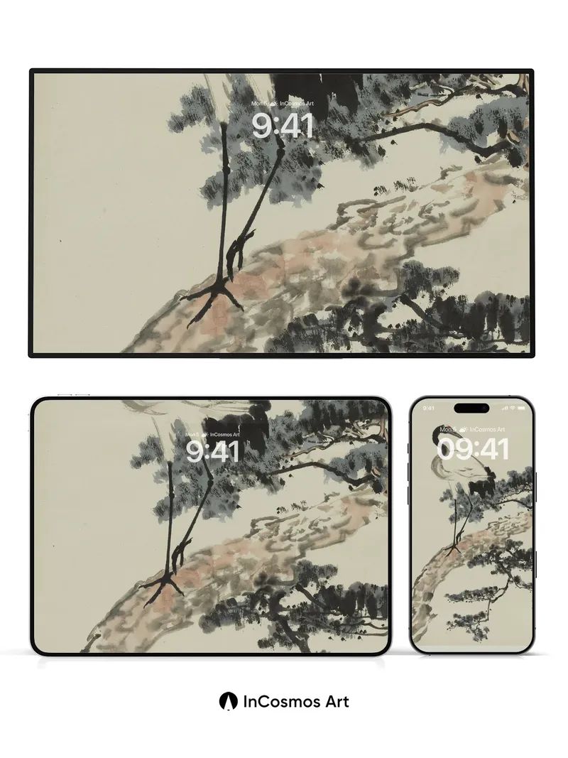 Serene Crane Wallpaper with Ink-Brush Essence