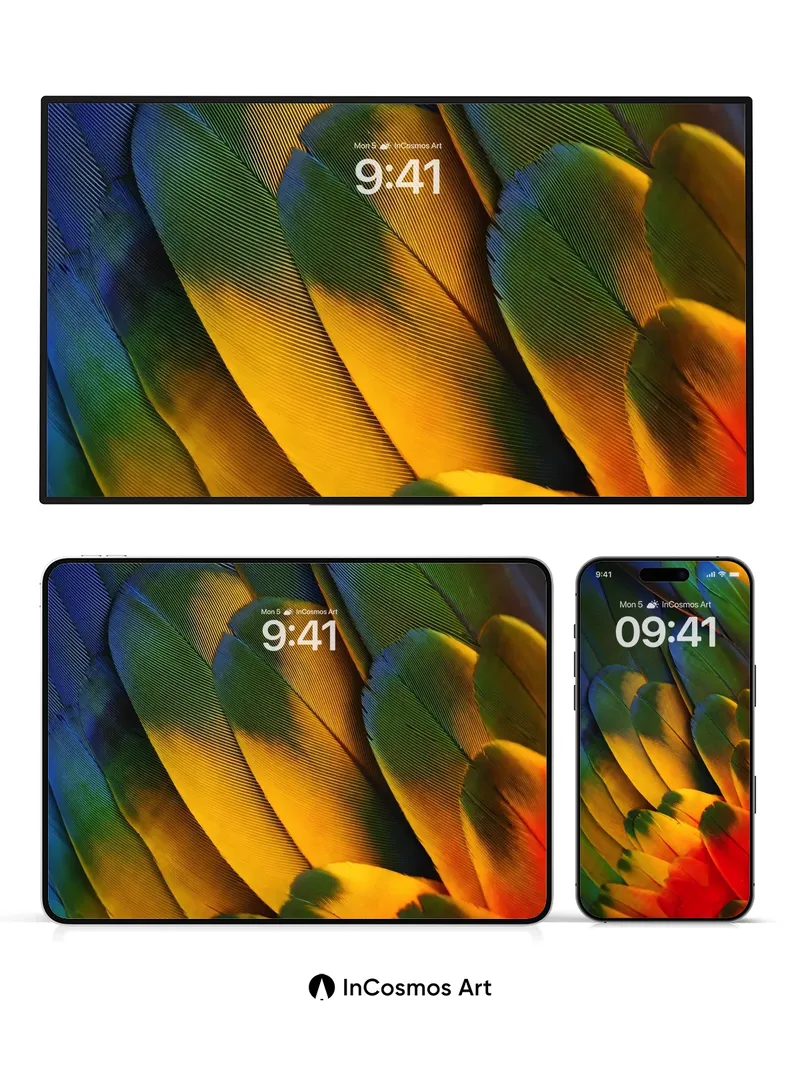 Iridescent Feather Wallpaper with Living Light