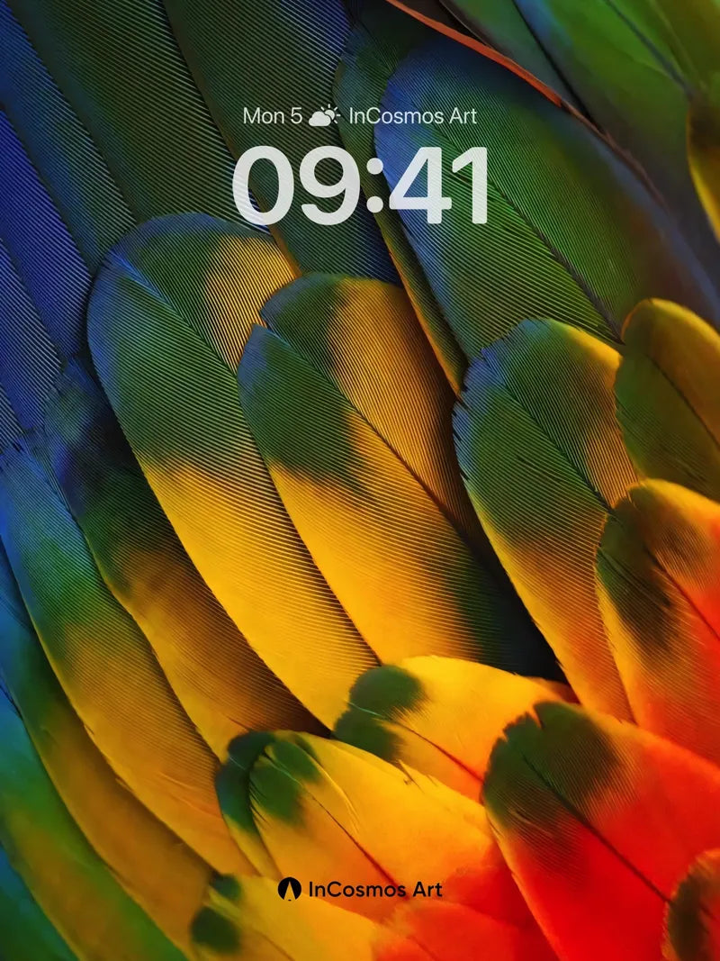 Iridescent Feather Wallpaper with Living Light