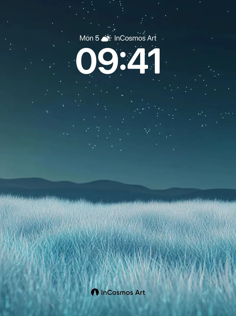 Stellar Whisper Wallpaper with Frozen Grass