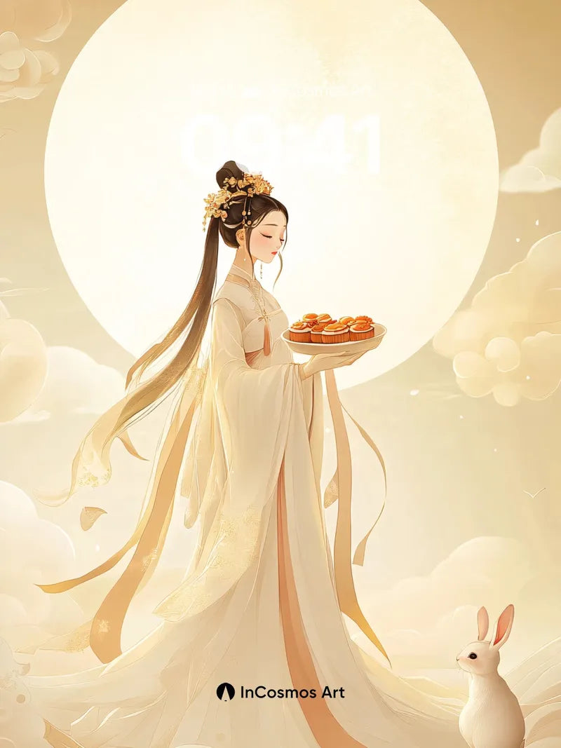 Lunar Serenity Wallpaper with Moonlit Rabbit wallpaper for iPhone, iPad & Mac