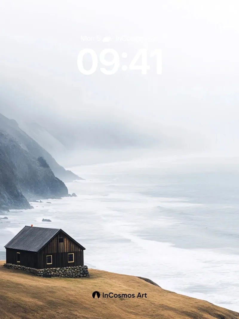 Solitary Stone Cottage Wallpaper with Ocean Hush