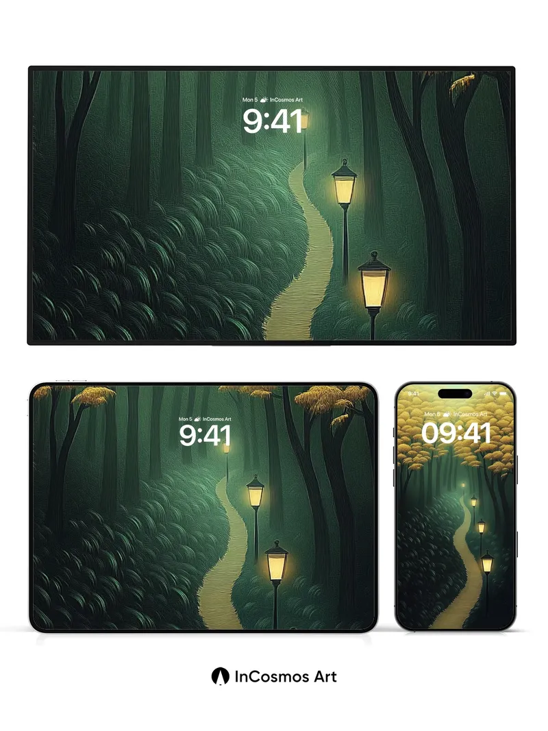 Lantern Path Wallpaper with Golden Canopy