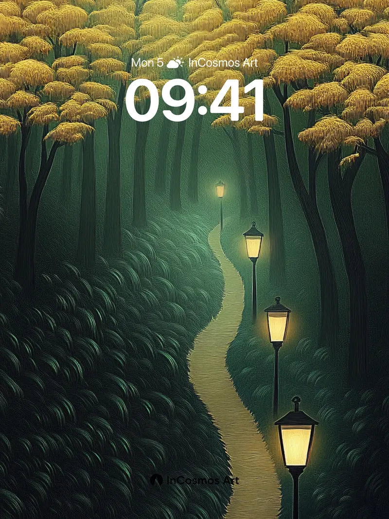 Lantern Path Wallpaper with Golden Canopy