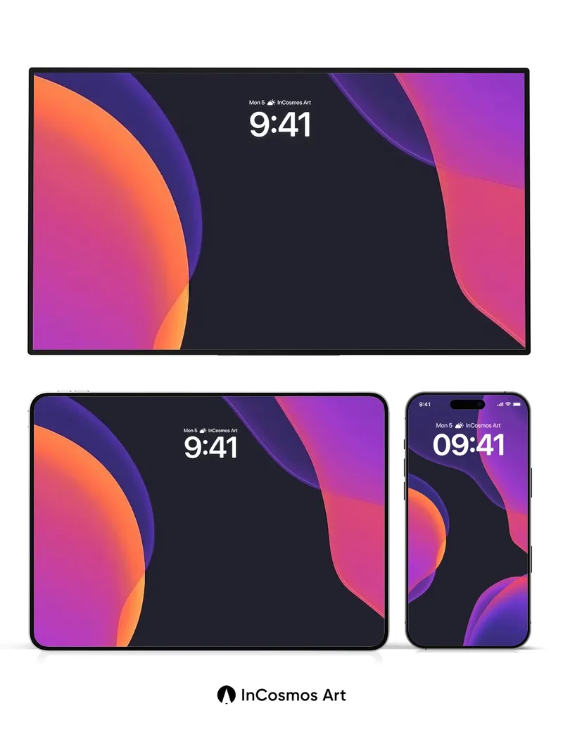 Luminous Void Wallpaper with Floating Forms