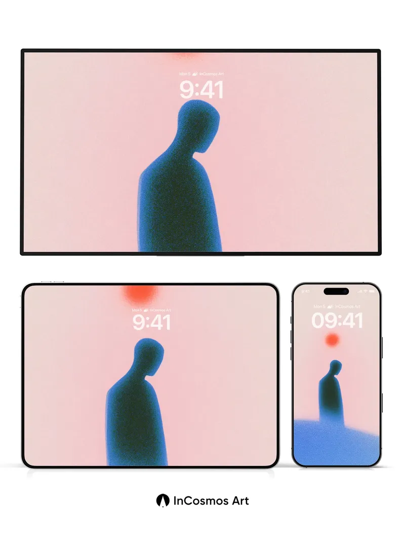 Silhouetted Solitude Wallpaper with Distant Sun