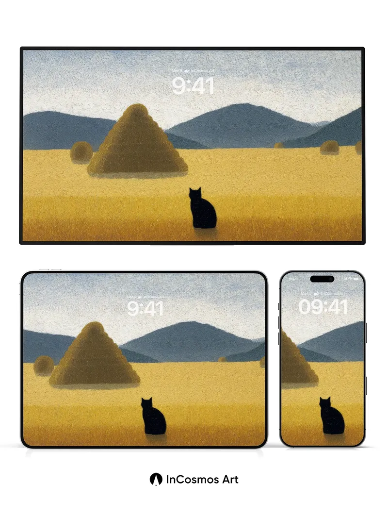 Serenity in Gold Wallpaper with Silent Watcher