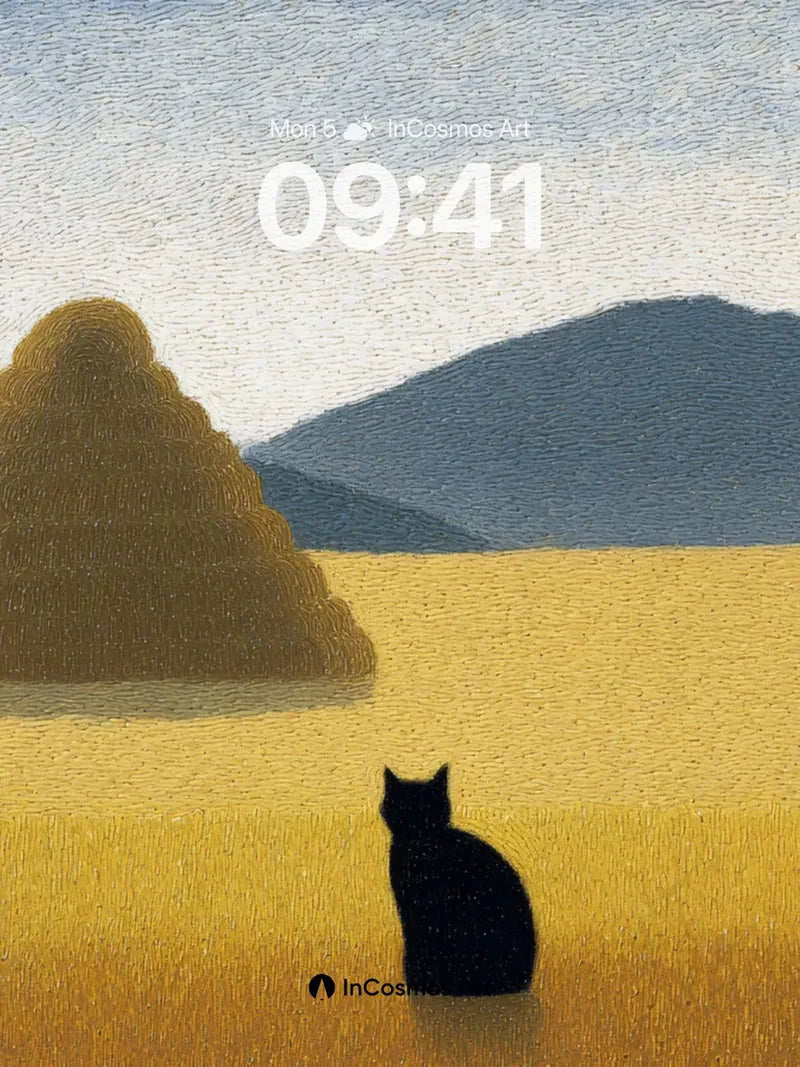 Serenity in Gold Wallpaper with Silent Watcher