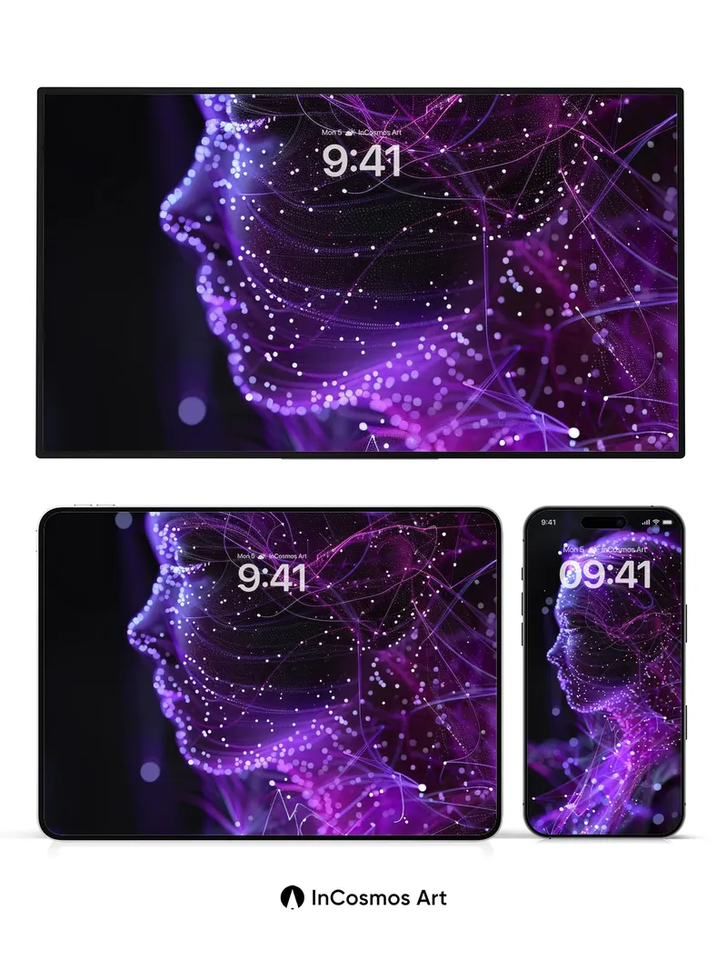 Neon Veil Wallpaper with Cosmic Threads