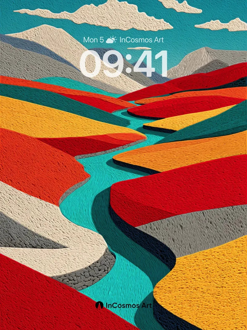 Crimson Valley Wallpaper with Turquoise River Veins