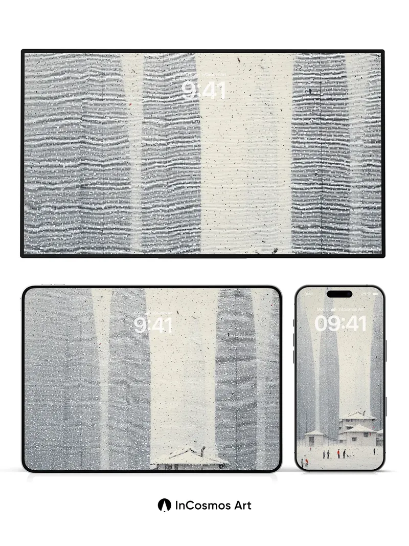 Silent Snowfall Wallpaper with Towering Shadows