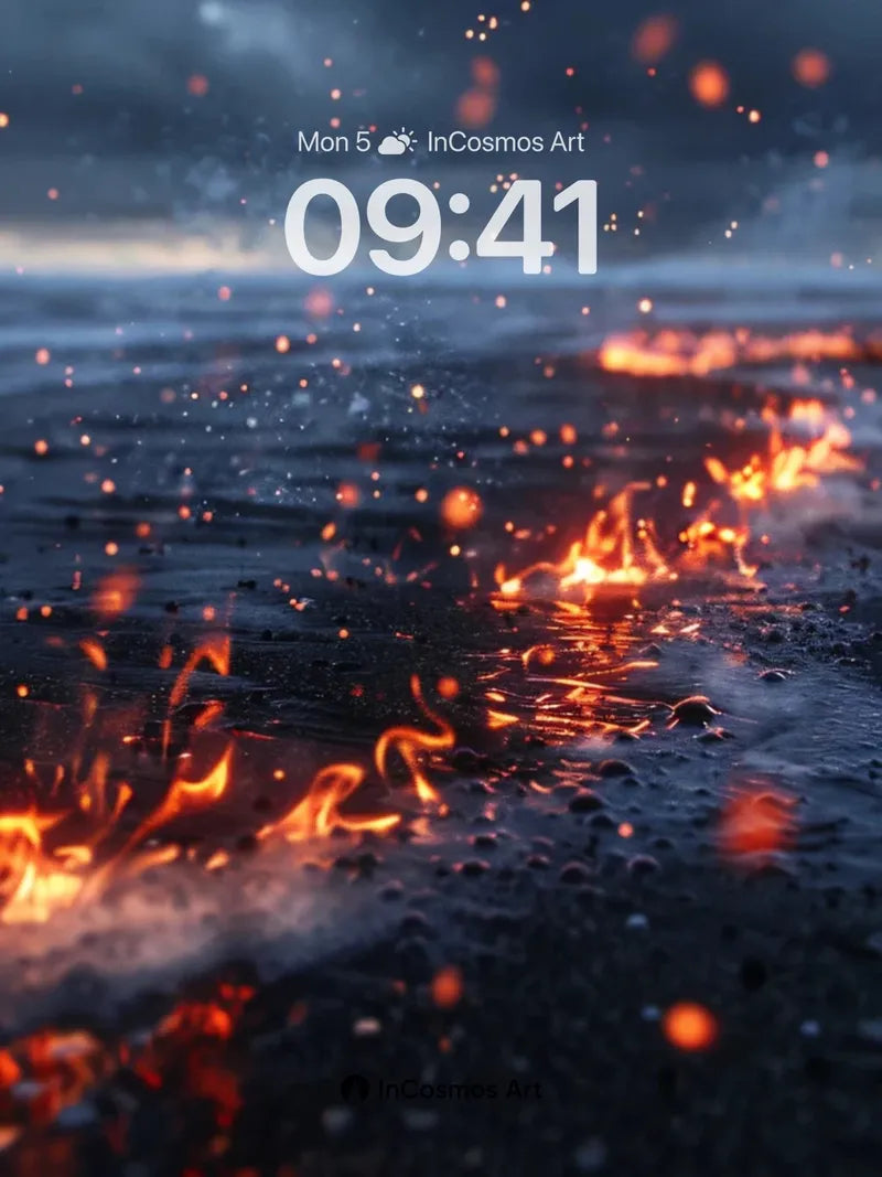 Ember Mirage Wallpaper with Burning Shoreline