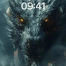 Ethereal Dragon Confrontation Wallpaper with Cloaked Figure wallpaper for iPhone, iPad & Mac