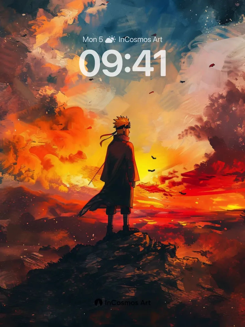 Silhouetted Dawn Wallpaper with Fiery Skies