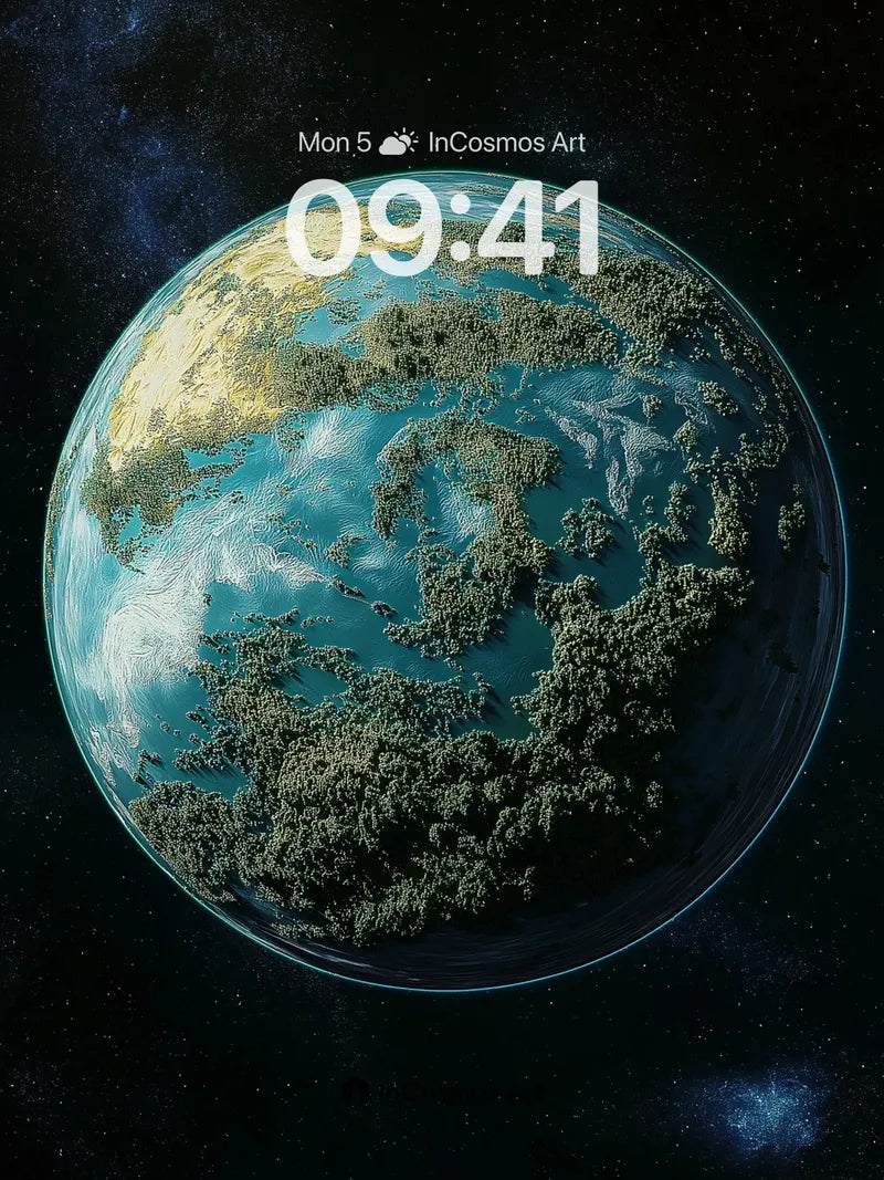 Celestial Sphere Wallpaper with Floating Forests