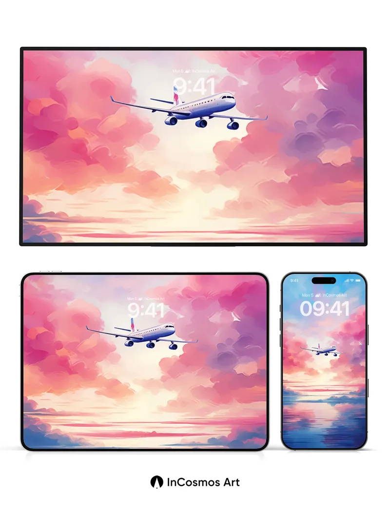 Serenity Skyline Wallpaper with Reflective Horizon